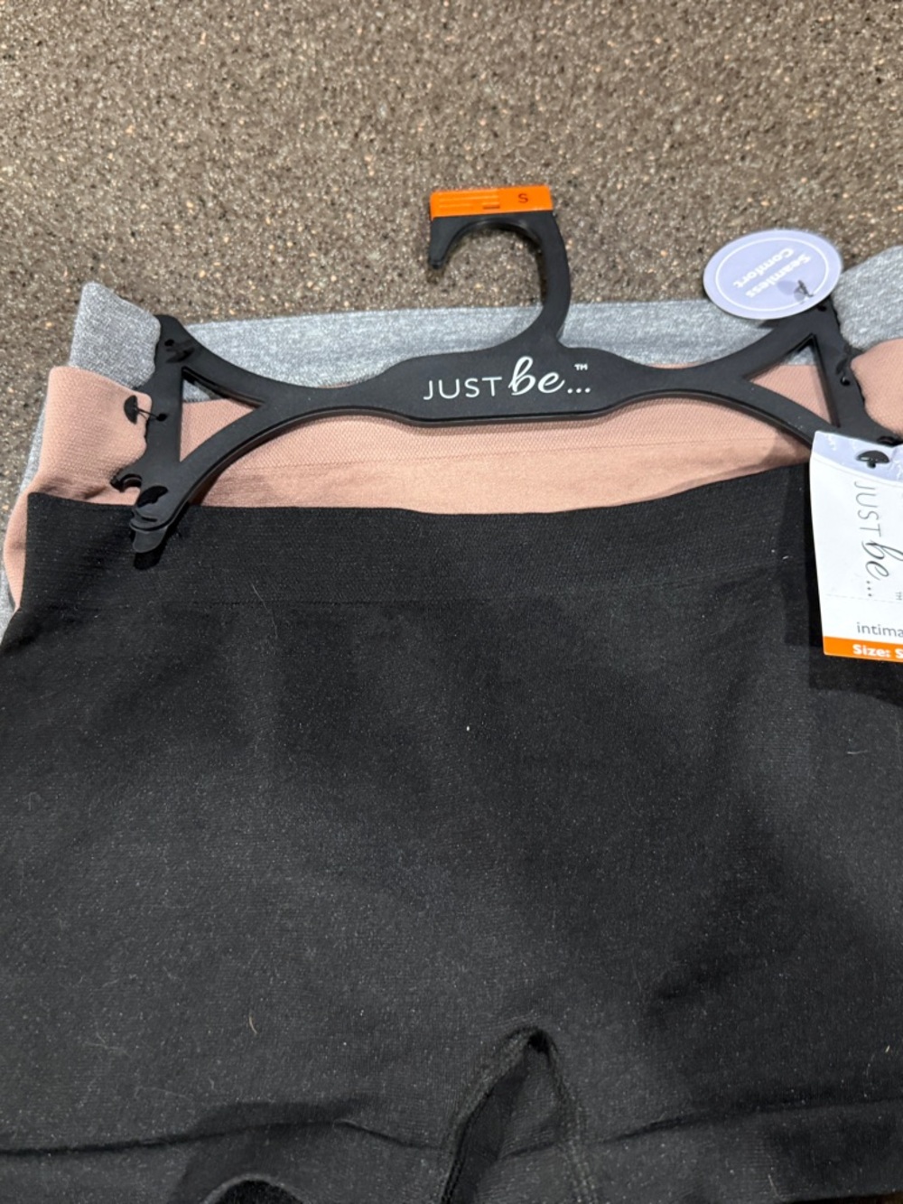 Just Be Black Seamless Shapewear Shorts with Blush and Gray Waistband
